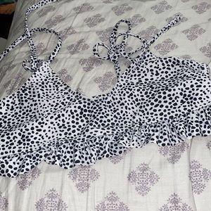 polka dot ruffle bikini top